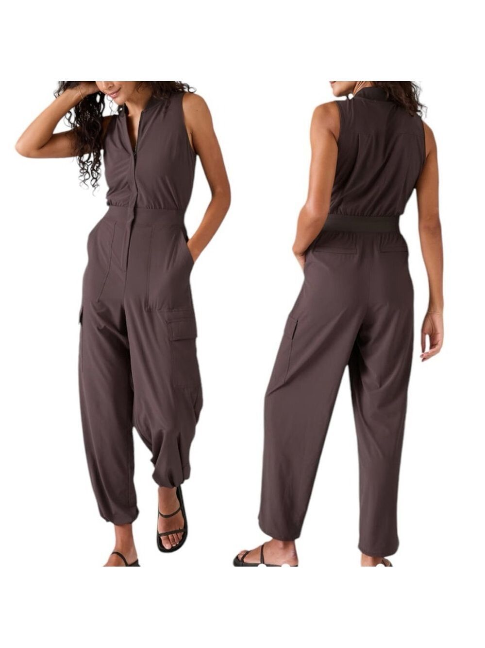 ATHLETA BROOKLYN UTILITY BAGGY JUMPSUIT Relax fit Color Shale Dusty Purple 14P - Picture 3 of 17